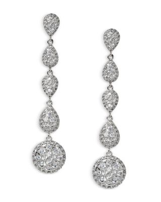 Crushed Pav&eacute; Linear Drop Earrings