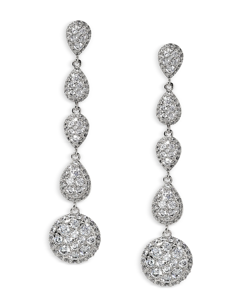 Nadri Crushed Pave Linear Drop Earrings In Silver