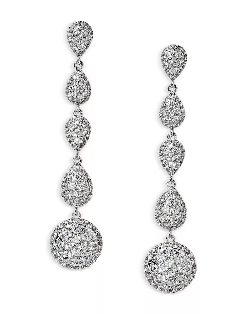 Nadri Crushed Pave Linear Drop Earrings