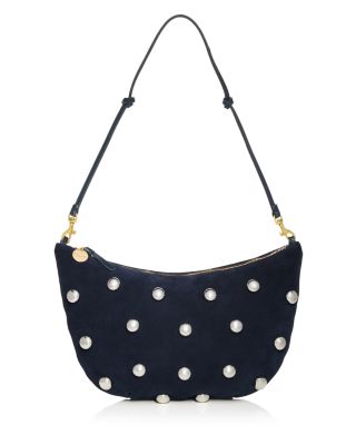 Lune Small Studded Suede Shoulder Bag