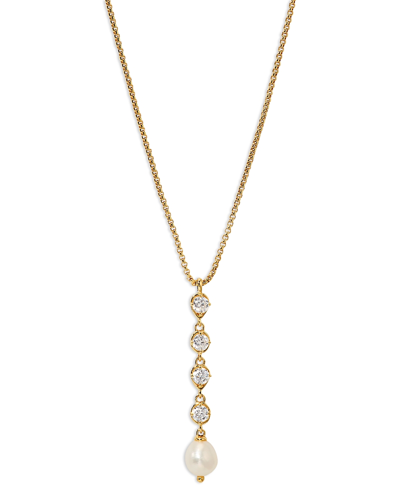 Nadri Maiden Cubic Zirconia & Imitation Pearl Lariat Necklace, 16