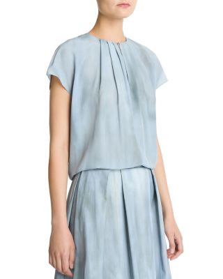 Gathered Cap Sleeve Blouse