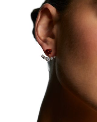 Le Bisou Red Cubic Zirconia Heart Jacket Earrings