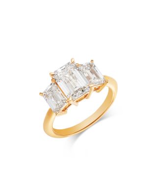 Certified Lab Grown Emerald-Cut Diamond Engagement Ring in 18K Yellow Gold, 4.40 tcw