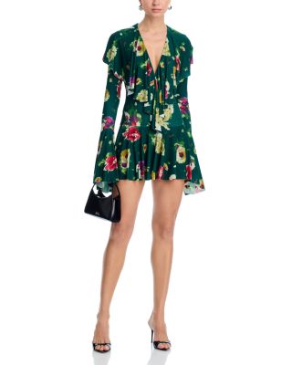 Deep V Ruffle Mini Dress