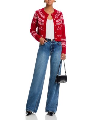 Shantae Merino Wool Crewneck Fair Isle Cardigan Sweater