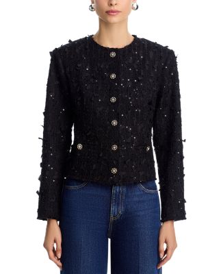 Ribbon Sequinned Tweed Jacket