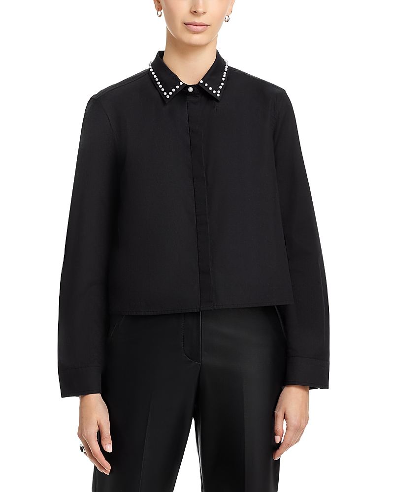 Velvet By Graham & Spencer Jocelyn Embellished Shirt In Black