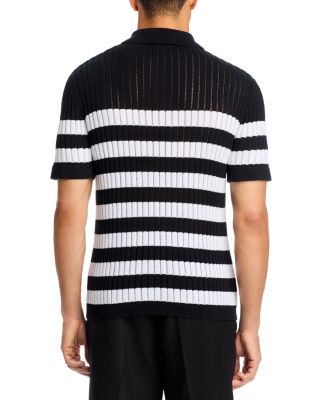 Mariniere Short Sleeve Textured Polo Sweater