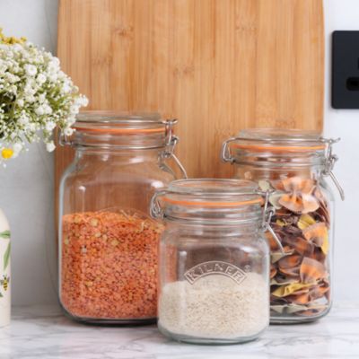 Square Clip Top Jars, Set of 3