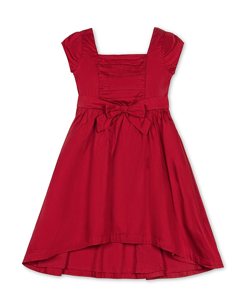 Hope & Henry Kids' Organic Cap Sleeve High Low Sateen Party Dress In Red