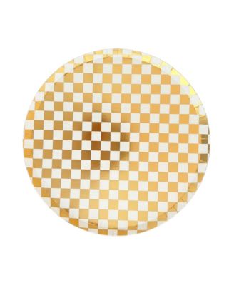  Checkered Paper Dinner Plates, Set of 8
