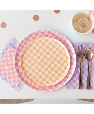 Checkered Paper Dessert Plates, Set of 8