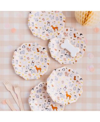 Bow Wow Puppy Dog Birthday Small Plates, Set of 8