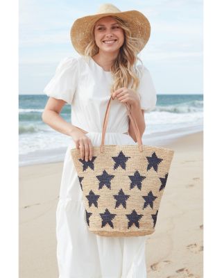 Estrella Extra Large Star Print Raffia Tote Bag