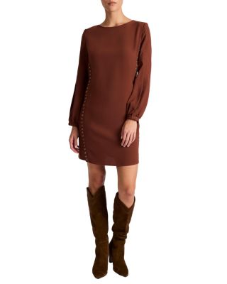  Pauli Shift with Grommet Detail in Satin Back Crepe Dress