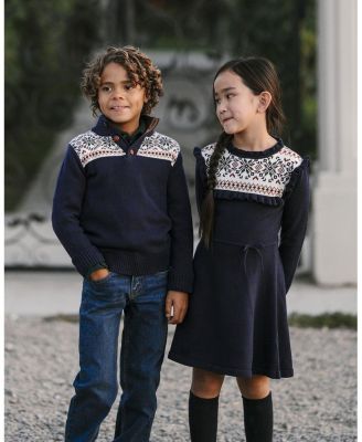 Boys' Organic Mock Neck Intarsia Sweater - Little Kid, Big Kid