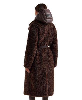 Tina Long Teddy Jacket with Removable Puffer Hood