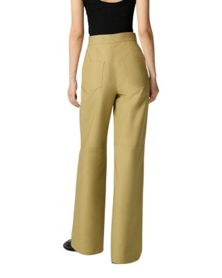  Side-Buckle High-Waist Wide Trousers