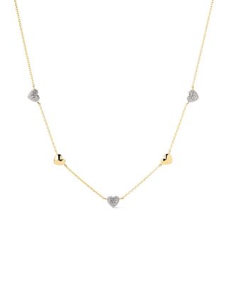  Heart Necklace Lev Mini Pave Station Necklace