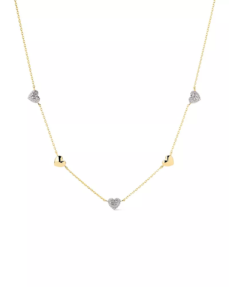 Ana Luisa Heart Necklace Lev Mini Pave Station Necklace