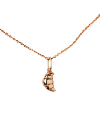  Croissant Charm Solid Yellow Gold Necklace