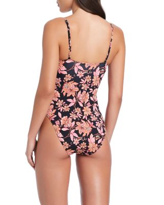 Underwire Mixed Print One-Piece Swimsuit