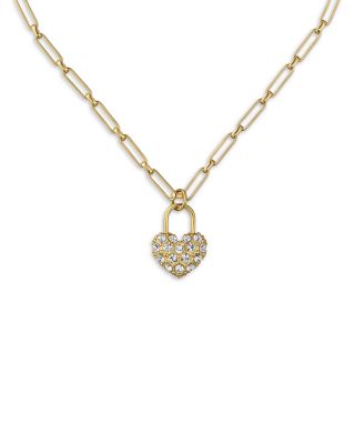 Paris Statement Pav&eacute; Crystal Padlock Pendant Necklace, 17.3"