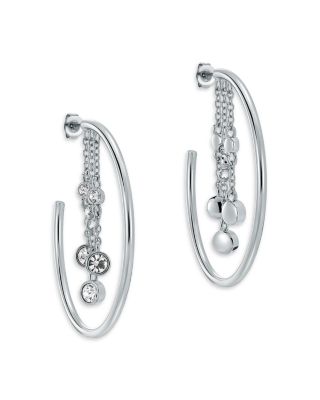 Cassidy Cascade Crystal Silver Tone Hoop Earrings, 1.7" diameter