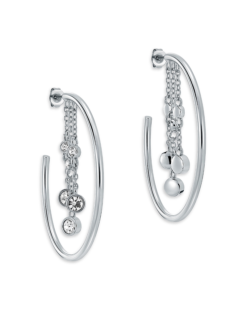 Ted Baker Cassidy Cascade Crystal Silver Tone Hoop Earrings, 1.7 Diameter In Metallic