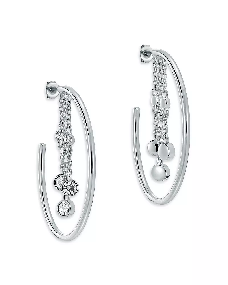 Ted Baker Cassidy Cascade Crystal Silver Tone Hoop Earrings, 1.7 diameter