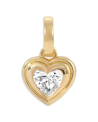 14K Yellow Gold Lab Grown Diamond Groovy Heart Hinged Charm Pendant