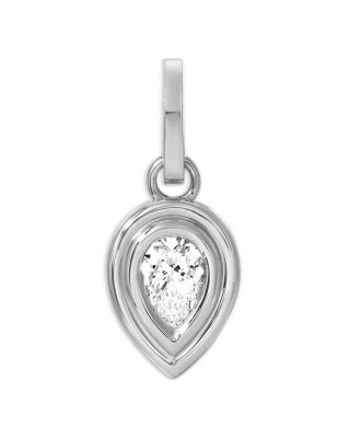 Sterling Silver Lab Grown Diamond Pear Groovy Hinged Charm Pendant
