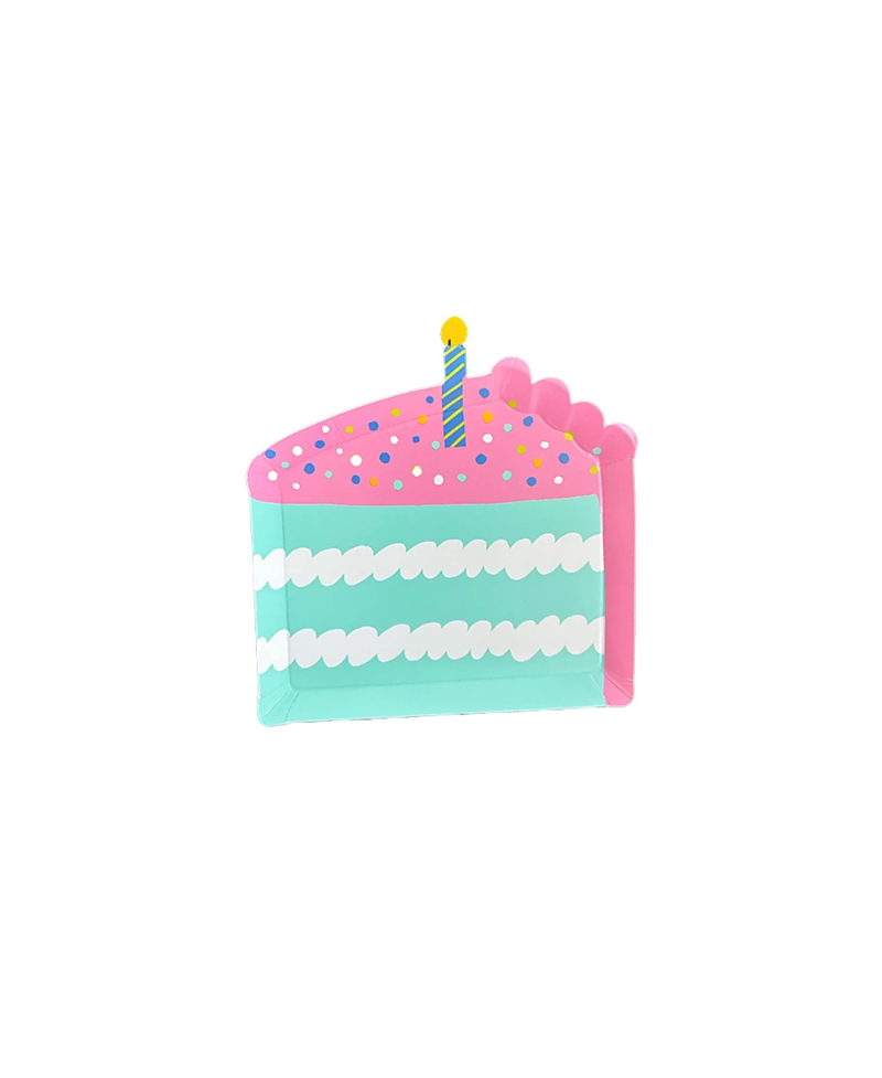 Jollity & Co. It's A Birthday Cake Slice Extra Small Paper Plates, Set of 8