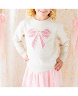  Unisex Pearl Bow Patch Sweatshirt