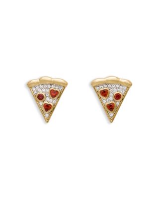Pizza My Heart Crystal Pizza Slice Stud Earrings 