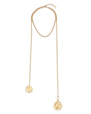 Medals Dual Drop Pendant Necklace, 16.9"