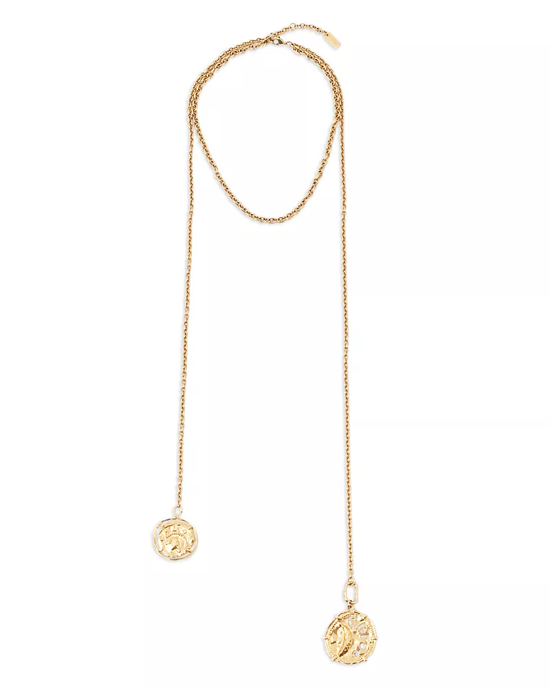 Chloe Medals Dual Drop Pendant Necklace, 16.9