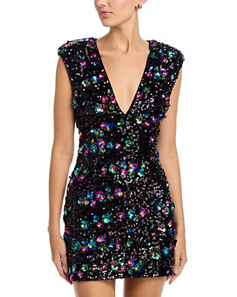 betsey johnson black sequin dress Maxi V Neck Long Sleeve Evening Gown S 100% Nylon Betsey Johnson Dresses - Bloomingdale's