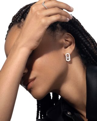 18K White Gold So Move Diamond Halo Oval Drop Earrings