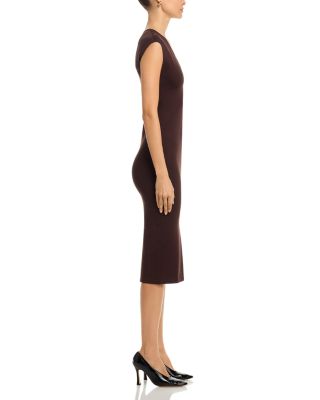 V Neck Ponte Short Sleeved Midi Dress - Exclusive