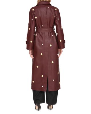 Studded Faux Ever Leather™ Belted Trench Coat