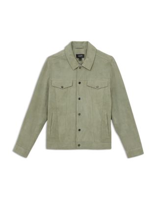 Edington Long Sleeved Suede Press Stud Trucker Jacket