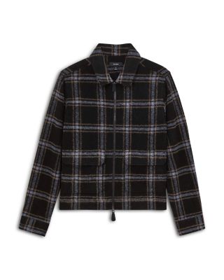 Varena Long Sleeved Zip Through Twin Pocket Check Overshirt