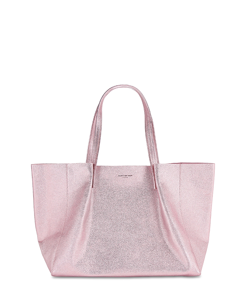 Kurt Geiger Violet Large Metallic Leather Tote In Pink