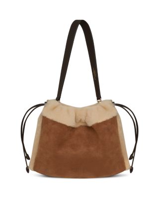 Charlotte Midi Suede & Shearling Shoulder Bag