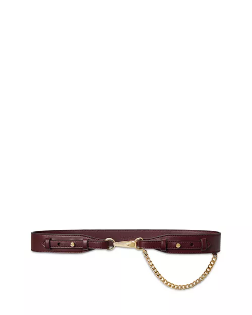 Lauren Ralph Lauren Chain Trim Leather Dog Clip Belt