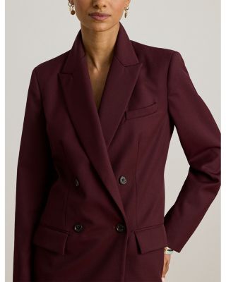 Double Breasted Wool Blend Twill Blazer