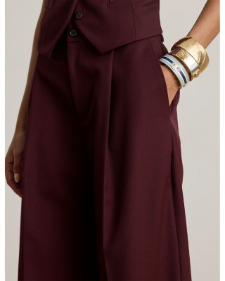 Wool Blend Twill Wide Leg Pants