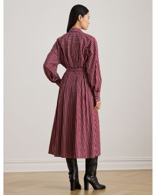 Striped Belted Broadcloth Shirtdress